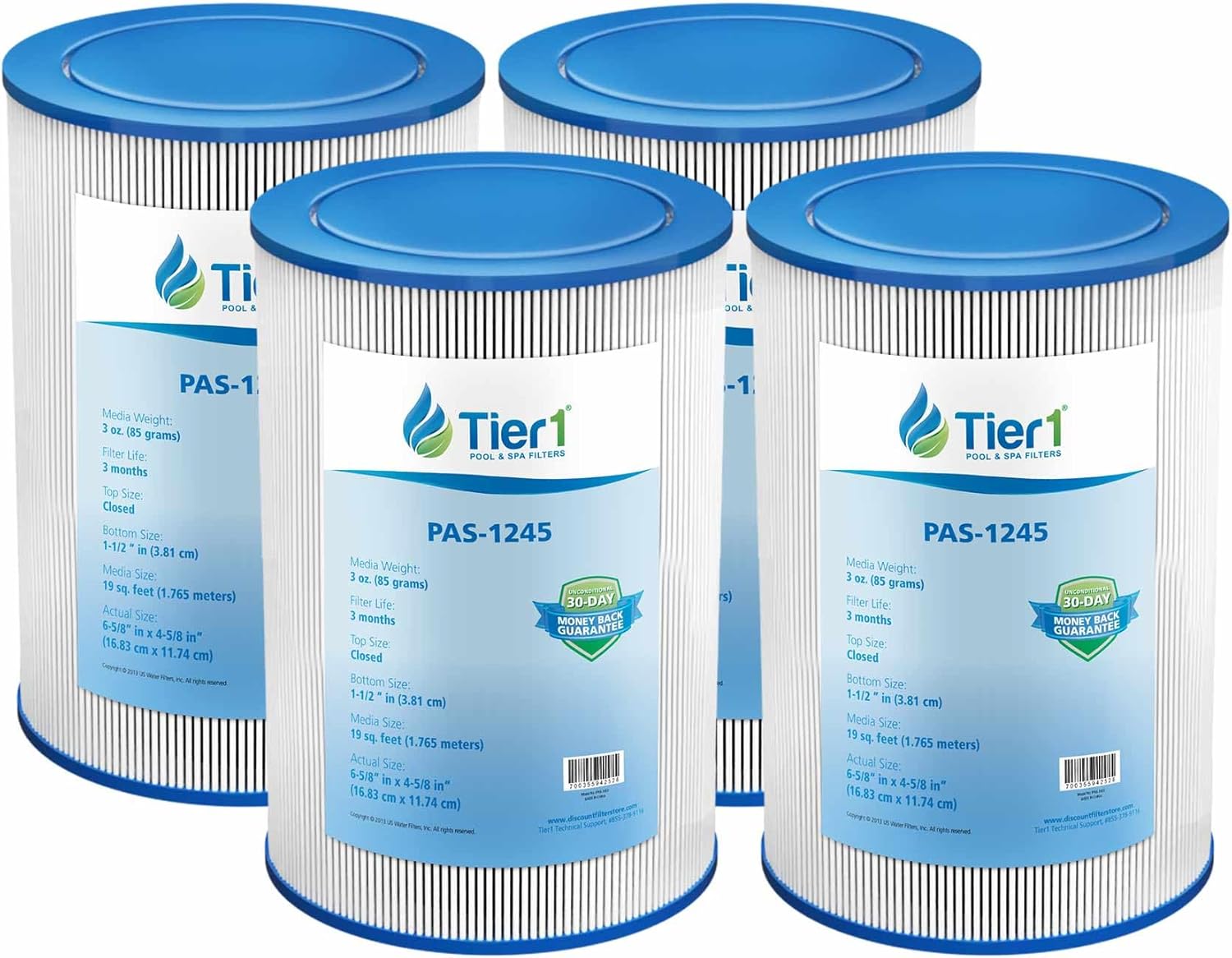 Tier1 Spa Filter Cartridge Replacement for Freeflow Lagas FF-100 – 4 Pack | Compatible with PFF25TC-P4, FC-2400, 4CH-23 | 6-5/8