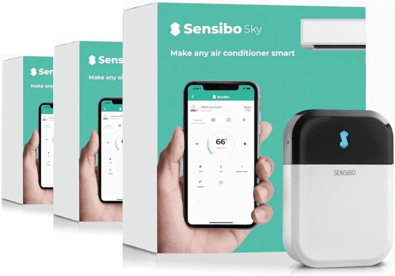 Sensibo Sky 3 Pack, Smart Home Air Conditioner System - Quick & Easy Installation. Maintains Comfort with Energy Efficient App - Automatic On/Off. Wifi, Alexa and Siri.