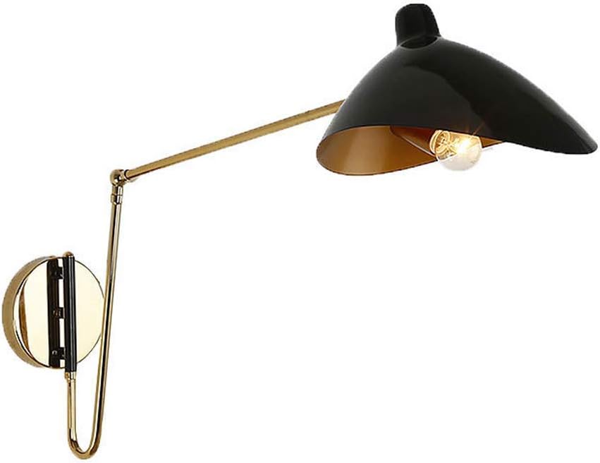 Nordic Copper Wall Light Fixtures American Iron E14 Base Wall Lamp Fitting Foldable and Retractable Wall Lanterns for Bedroom Bedside Lamp Indoor Decor Wall Sconce