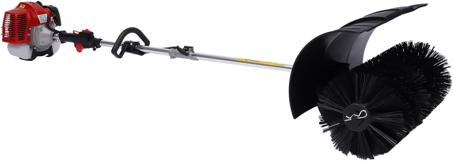 Eapmic 2.3HP 52CC Gas Powered Walk Behind Sweeper Broom, Artificial Turf & Snow Sweeper, 23.6