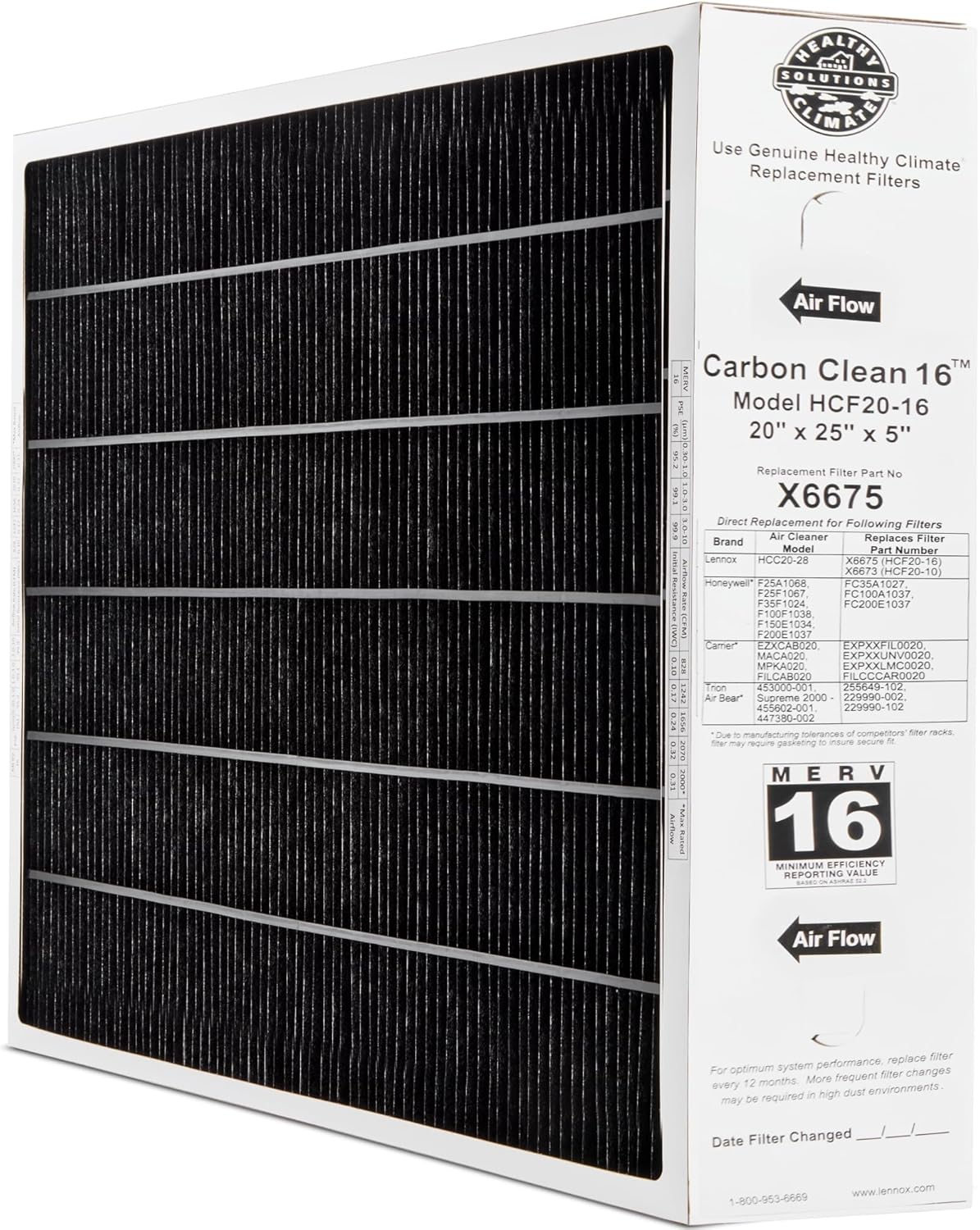 Lennox Healthy Climate X6675 Healthy Climate HCF20-16 Carbon Clean Replacement Filter, MERV16 25
