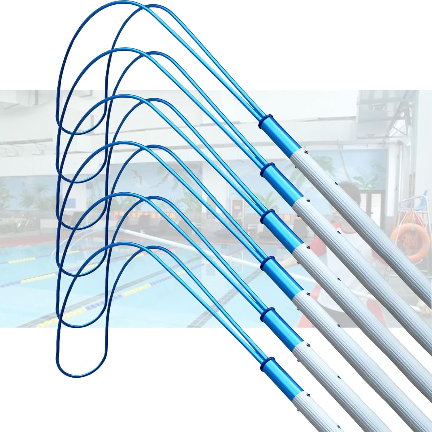 Pool Rescue Pole with Body Hook 12 Ft, Swimming Pool Saftey Rescue Hook/Life-Saving Pull Rod/Telescopic Extendable Lifeguard Equipment, for Rescuing Adults Children Teenagers(6 pcs)