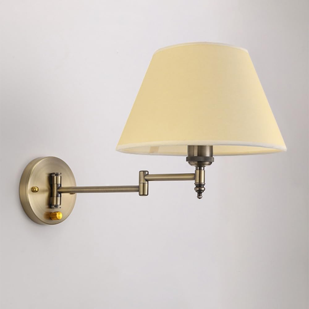 Wall Lights Sconces ﻿ Swing Arm Wall Mount Light Retro Wall Sconce with Switch Bedside Reading Wall Lamp Adjustable Sconces Wall Lighting Fixture E27 Headboard Lamps for Bedroom Living Room