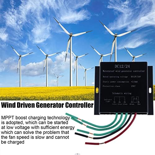 12000W MPPT Wind Turbine Charge Controller - 12V/24V/48V Waterproof IP67 DC Charger for Efficient Wind Energy Conversion (Black)