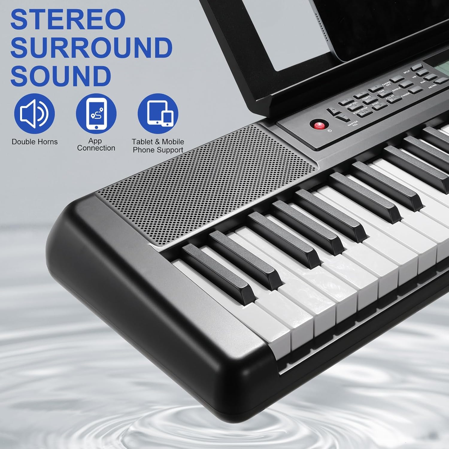 LIFERUN 61 Key Piano Keyboard, Electric Keyboard Piano Kit with Stand, Foldable Bench, Holder, Microphone, LCD Screen, Dual Speakers-Ideal Piano for Beginners and Masters, Kids and Adults