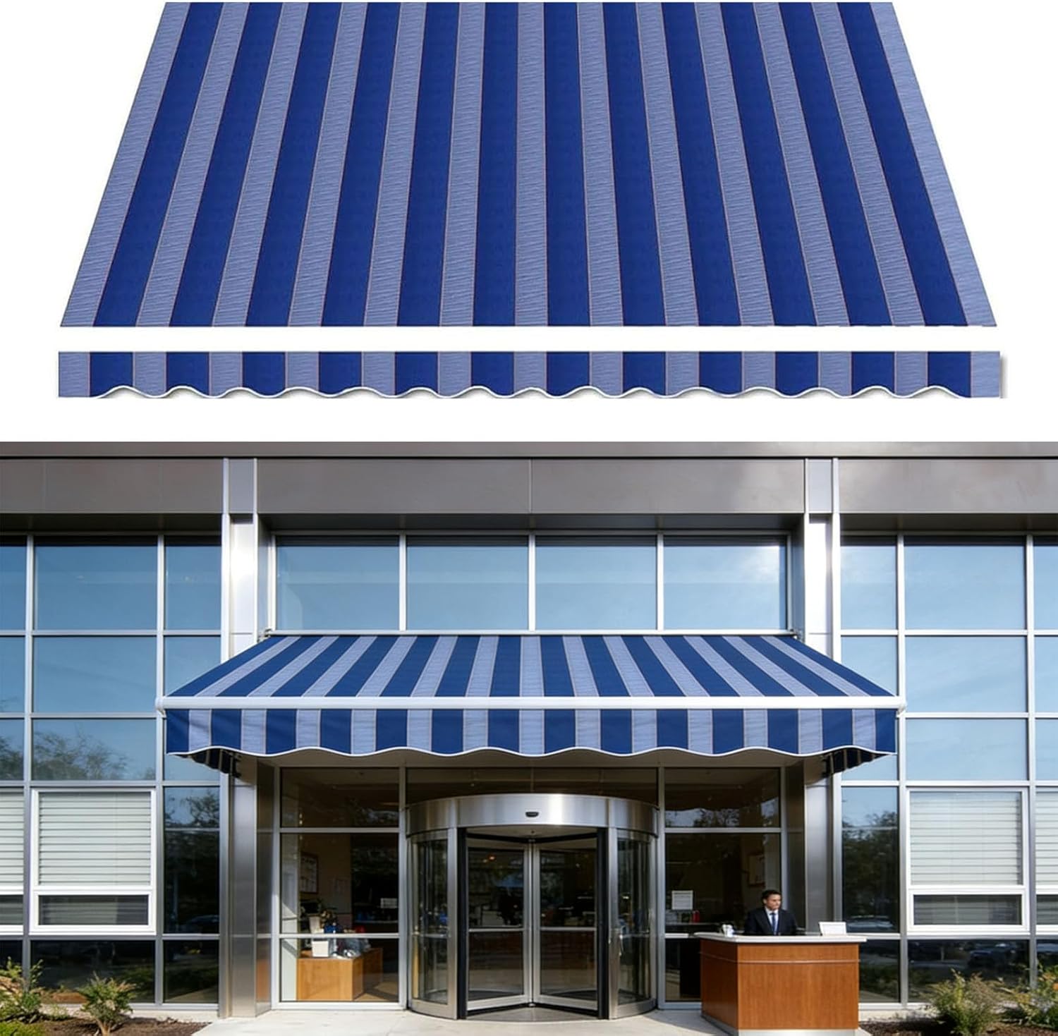 Retractable Awning Shade Fabric Replacements 8ft 10ft 12ft 13ft 14ft Outdoor Awning Fabric Replacement Top Cover Patio Yard Deck Sunshade Canopy Waterproof Canvas(Size:23x15ft,Color:A)