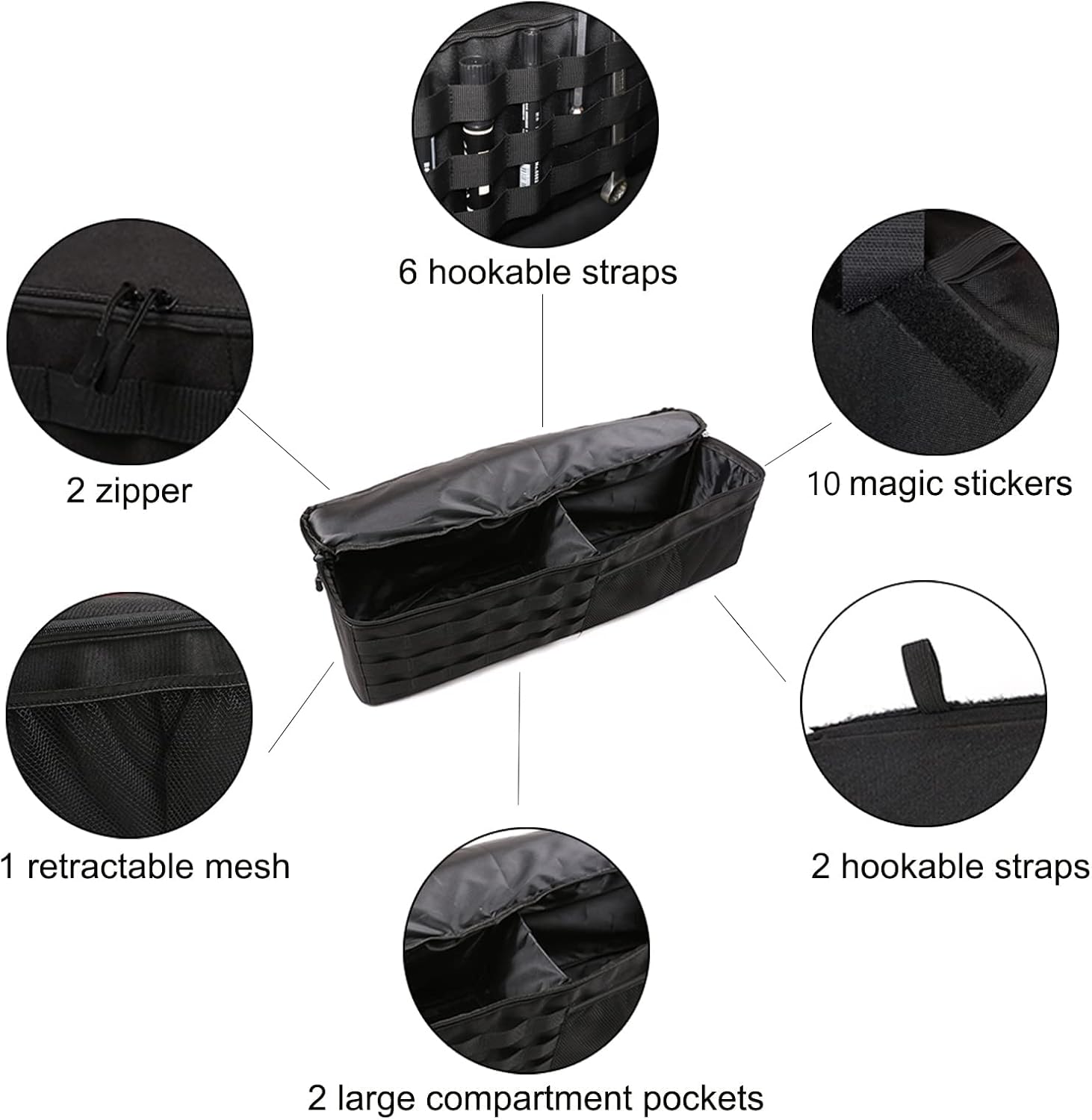 Aunginsy Car Trunk Organizer Compatible with Toyota FJ Cruiser 2007-2021 Trunk Storage Box Left and Right Backseat Hanging Organizer Storage Bag Multi-Compartment Oxford Cloth Space Saving Accessories