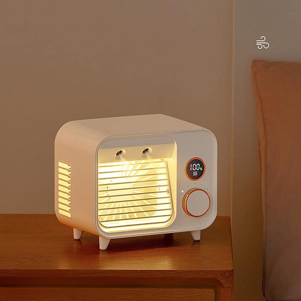 Personal Air Cooler, 3-in-1 Silent Retro Portable Mini Air Conditioner, USB Charging Evaporative Air Cooler Humidifier Purifier-Black