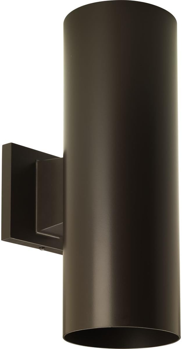 Progress Lighting 5-Inch Cylinder Outdoor Wall Sconce, 2-Light Modern Wall Mount Up and Down Lights, Interior and Exterior Lighting for Home or Porch, Aluminum Construction, Antique Bronze (P5675-20)