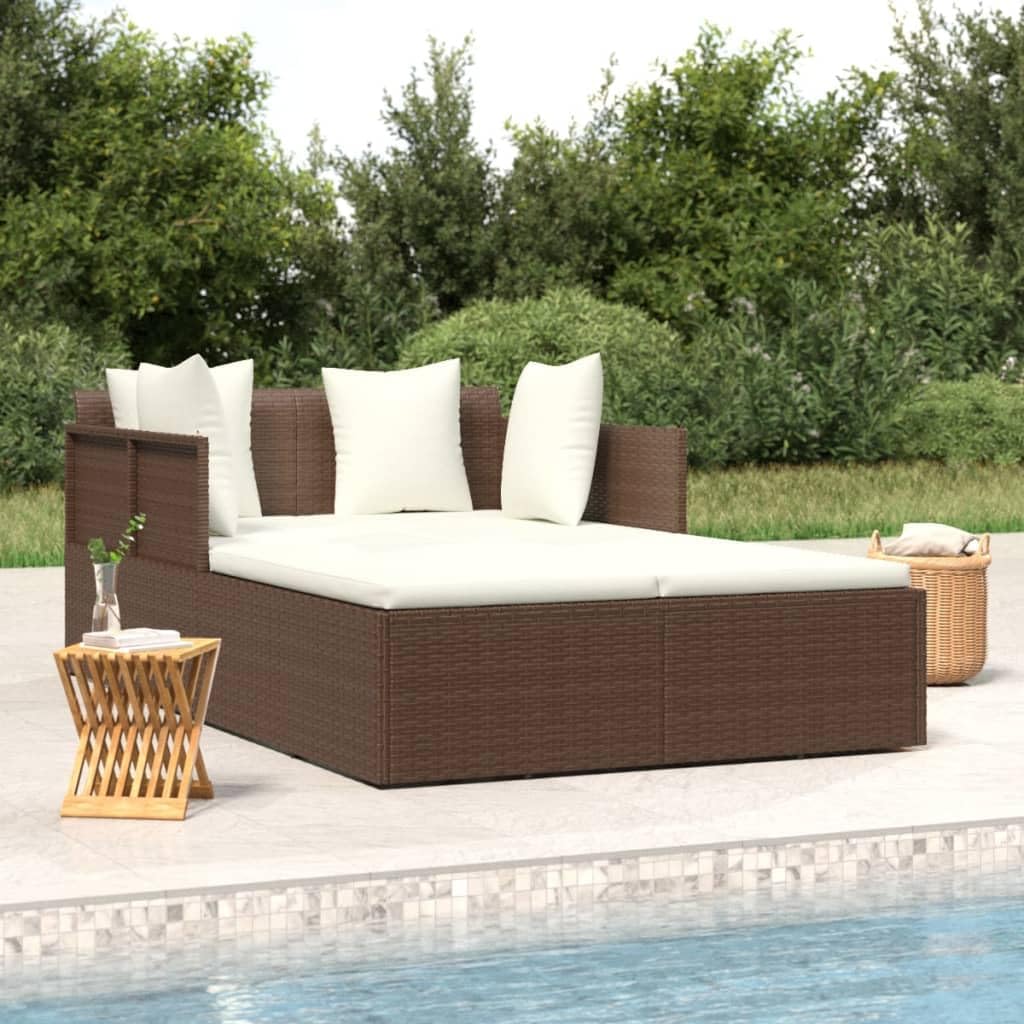 Patio Beds Sunbed with Cushions Brown 71.7