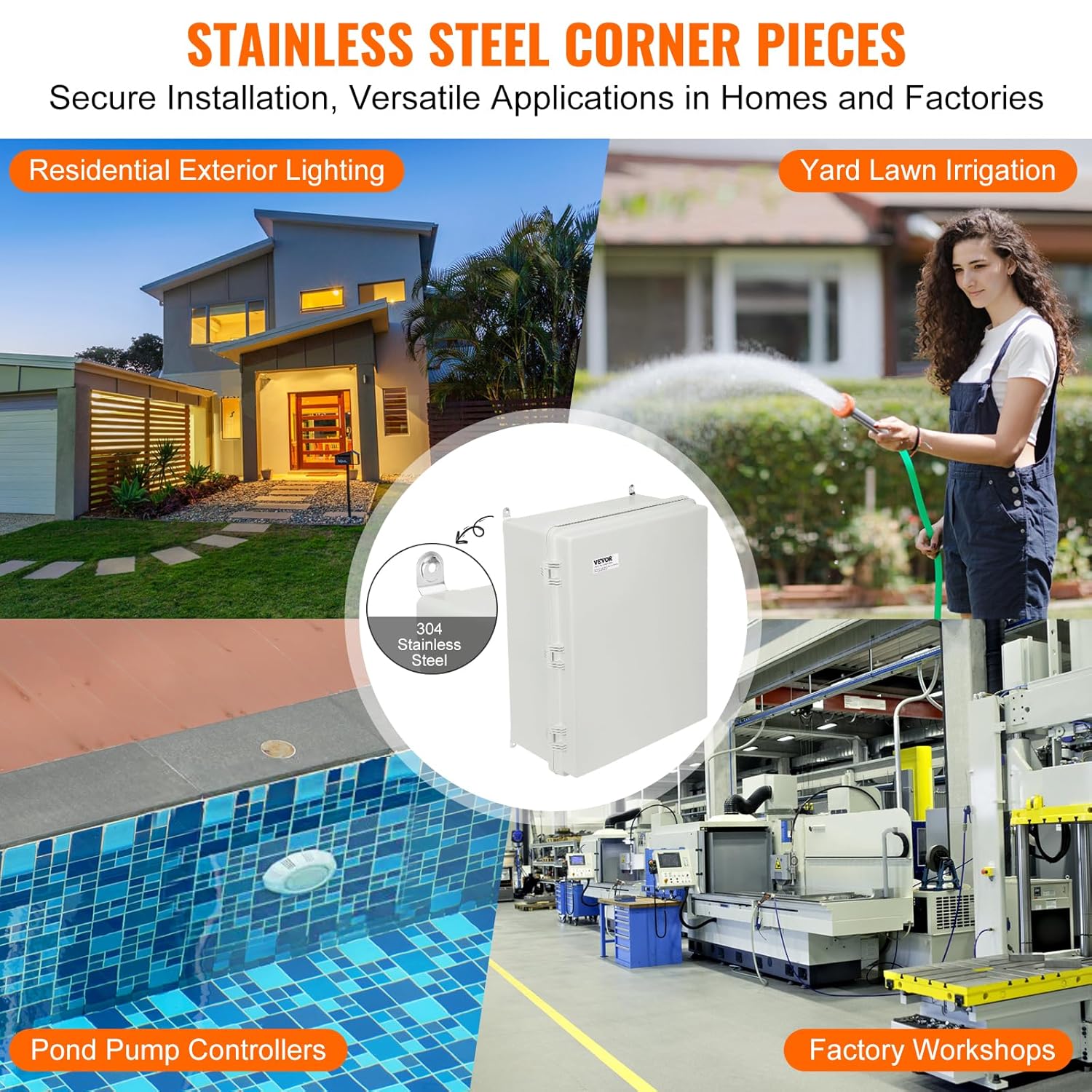 VEVOR Weather-Resistant Junction Box, Dimensions: 20.87x16.92x7.87 inches, Crafted from Durable ABS Plastic with a Secure Hinged Lid and Stainless Steel Lock, IP67 Rated to Ensure Protection Agains