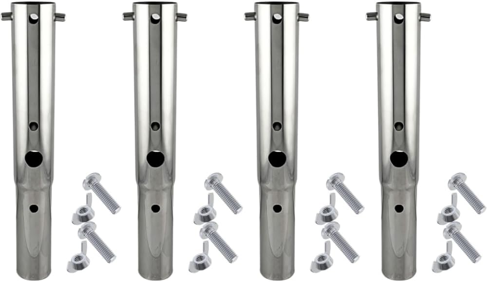 DPM Stainless Steel Universal Pool Pole Telescopic Adapter - Heavy Duty Stainless Steel Pole Adapter - Extends Pole Tip Life by 500% - Compatible with Most Standard Telescopic Pool Poles ((4 Pack))