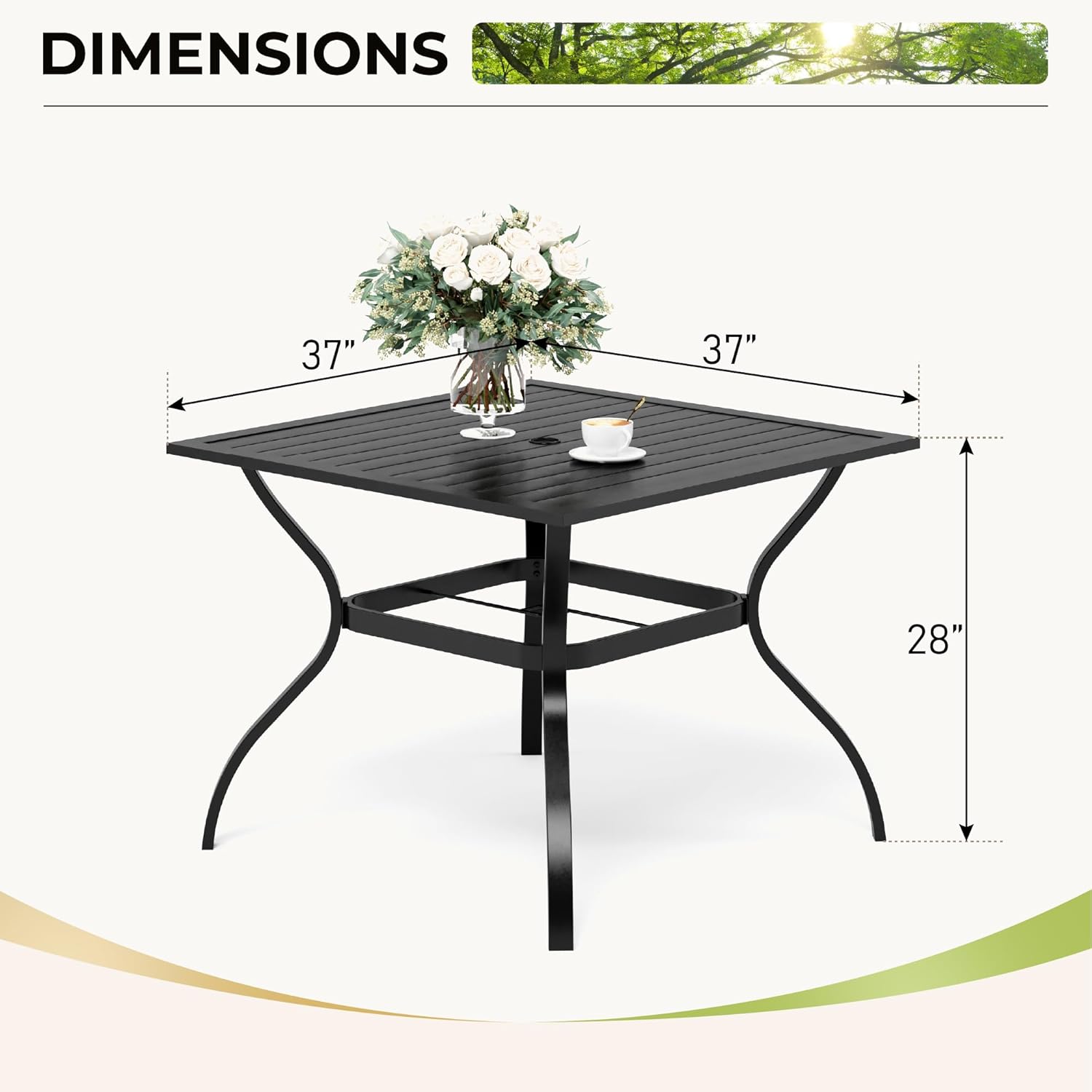 Outdoor Patio Square Dining Table, 37