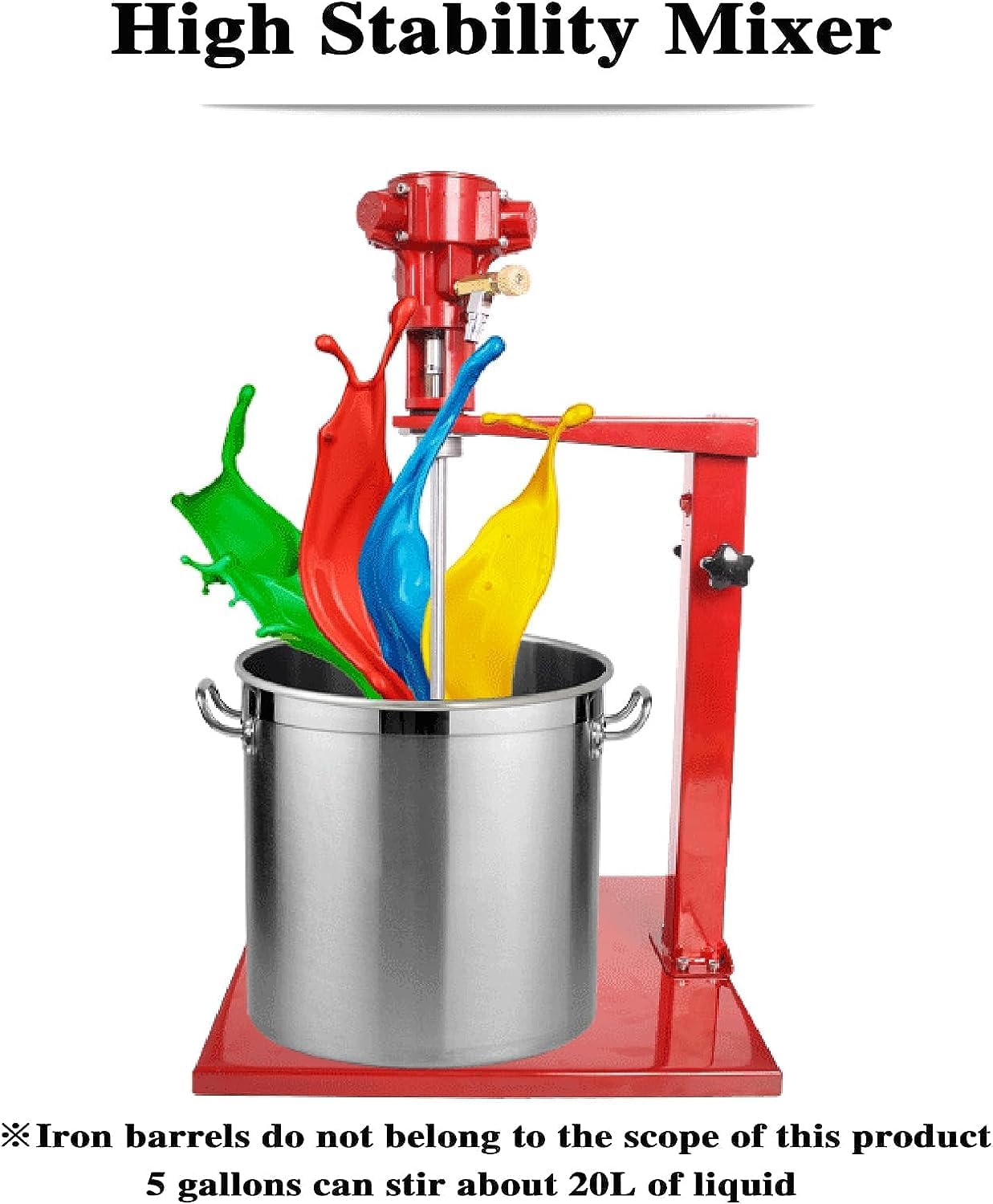 5 Gallon Pneumatic Paint Mixer Stirrer, Paint Stirring Machine with Stand, Desktop Air Agitator, 2600r/min, for Mixing Plaster/Paint/Mortar/Glue(