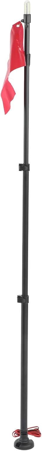 Kayak Flag with Light, Lightweight Safety Canoeing Flag Light Set, Nylon Aluminum Alloy 19W Retractable Fishing Kayak Accessories for Kayaking, Rowing and Other Sports