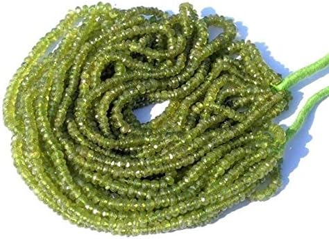13 inch natural beads strand of 4-5mm faceted rondelle vesuvianite gemstone beads for DIY jewelry - necklace, bracelet, earring, ring.