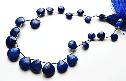 1 strand natural 9.5 inches natural,super rare blue sapphire faceted heart shape beads briolettes 8 to 13 mm