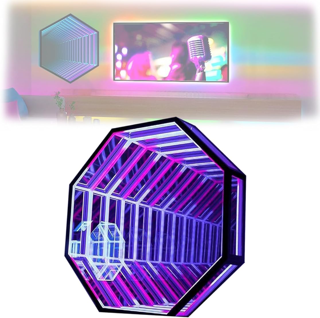 TERCAN APP Remote Control Infinity Lamp,3D Mirror Tunnel Light, Multi Color Changing Light for Home Bedroom Living Room Party Bar Gaming Decor Luces (Size : 30CM)