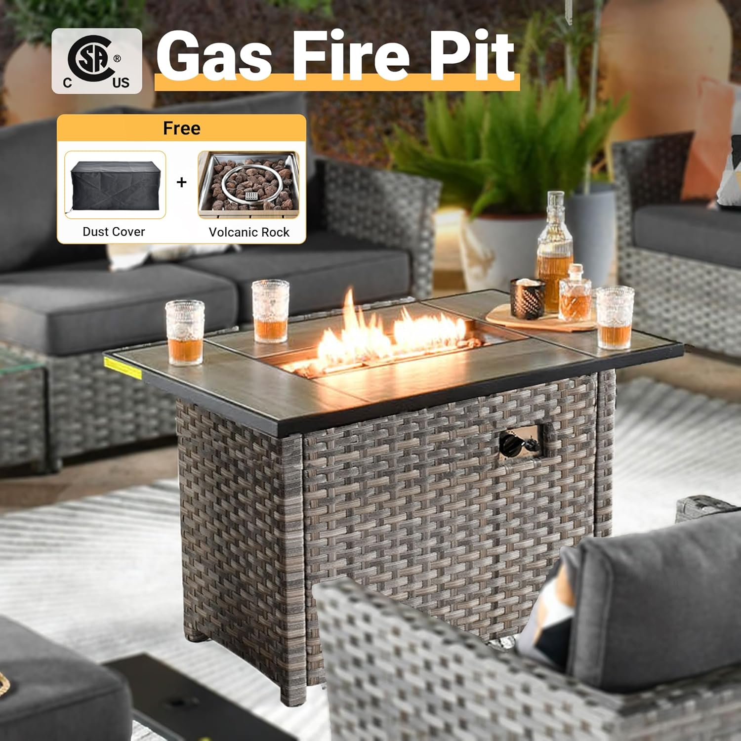 16 Pieces Patio Furniture Conversation Set with 42