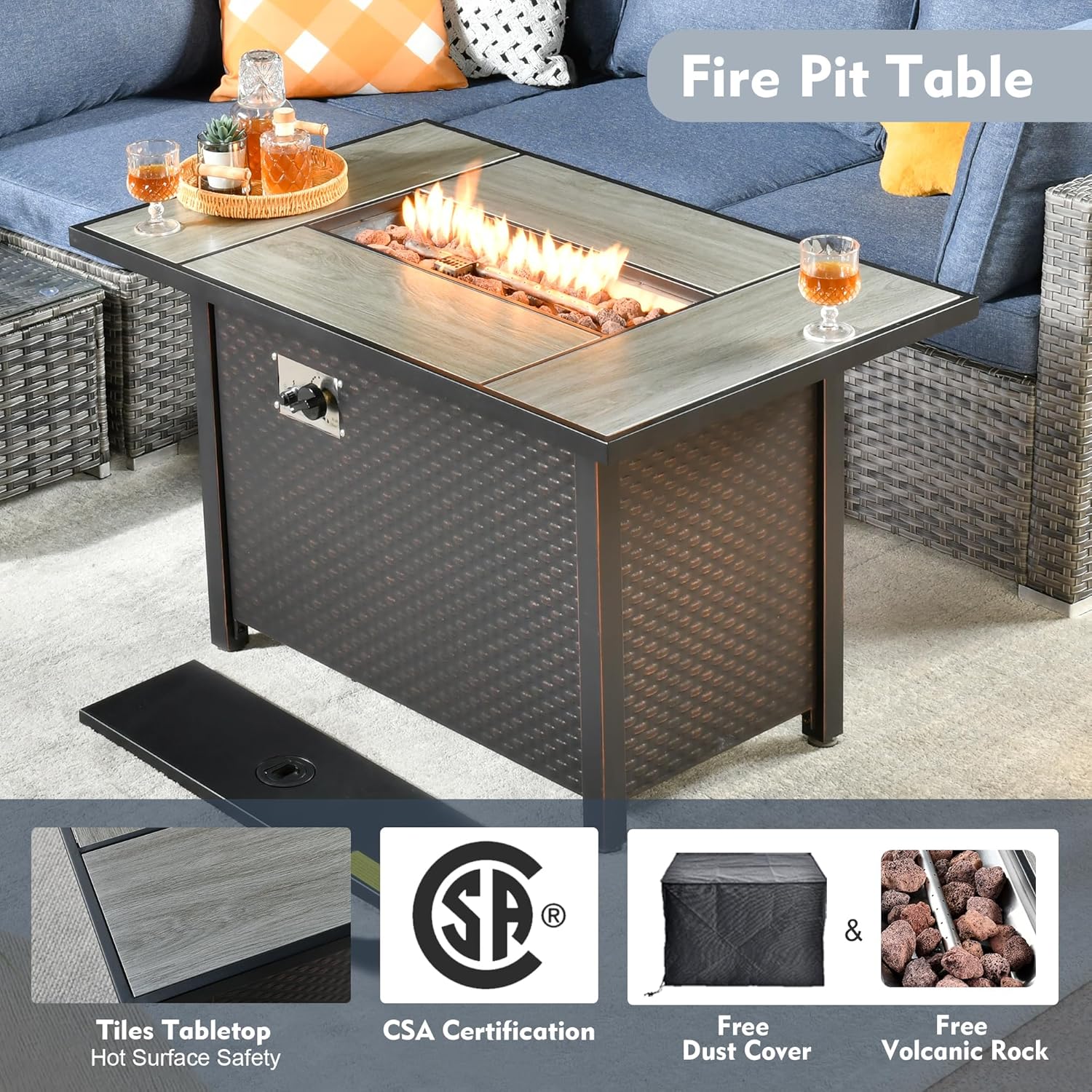 9 Piece Patio Furniture Set with 42