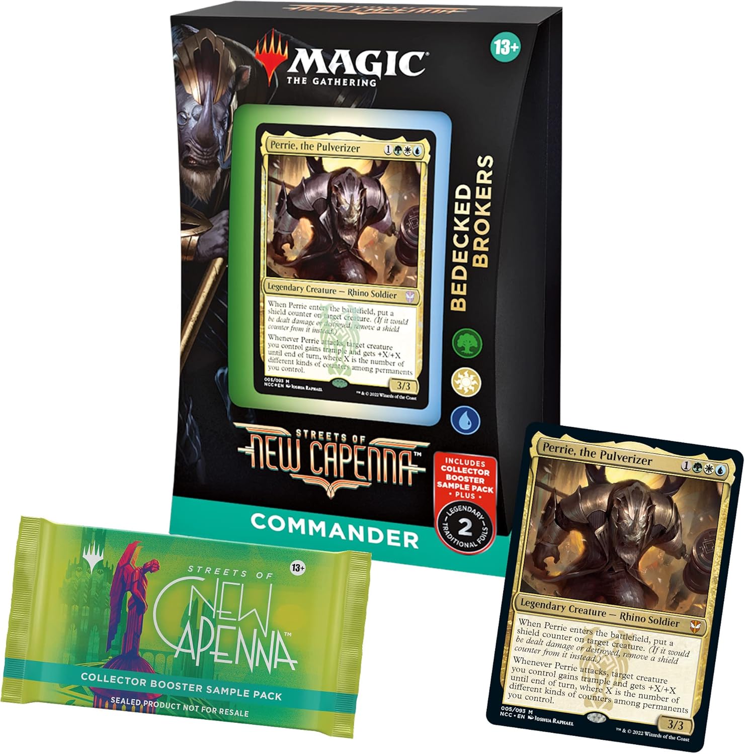 Magic: The Gathering Streets of New Capenna Commander Deck – Bedecked Brokers + Collector Booster Sample Pack