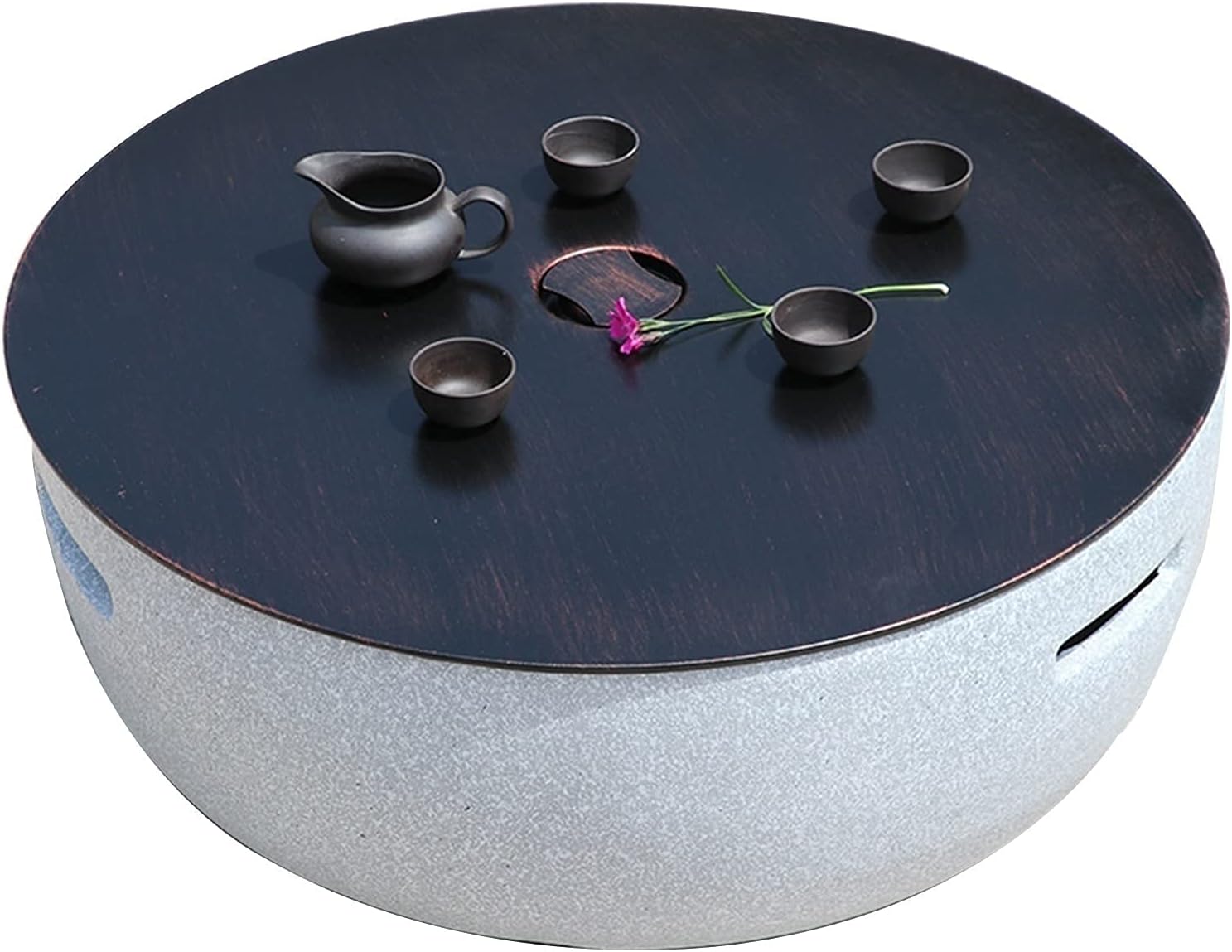 Outdoor Fire Pit Large Garden Terrace BBQ Table, Outdoor Wood Burning Fire Bowl with Sparkle Screen Cover and Poker, Outdoor Fireplace