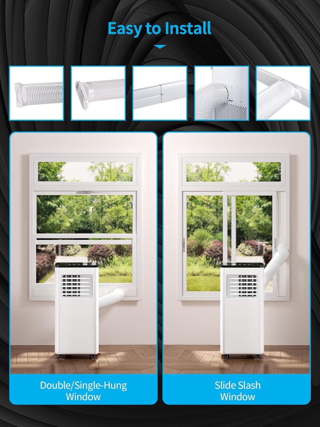 3-in-1 Portable Air Conditioner, 10000BTU Air Conditioner with Cool, Dehumidifier, Fan, for Room Up To 550 Sq Ft, Portable AC with Remote Control & 24H Timer, White