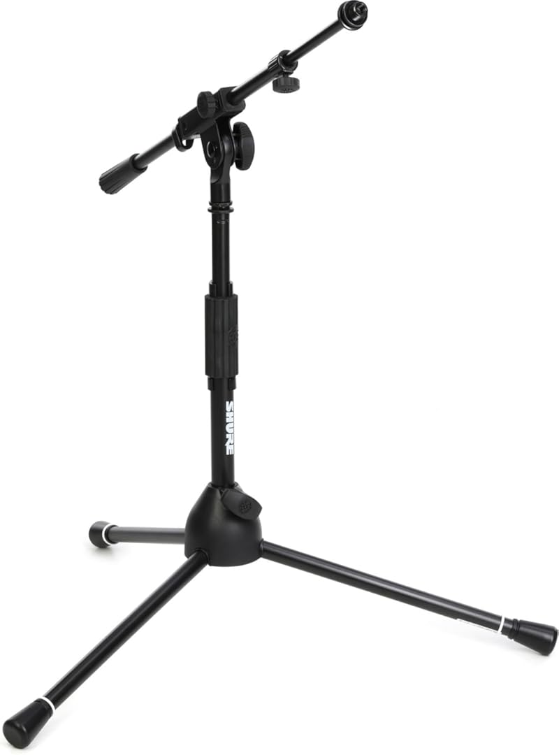 Shure by Gator Low-Profile Tripod Mic Stand with Adjustable Height and Telescoping Boom; (SH-TRIPODSTANDLP)