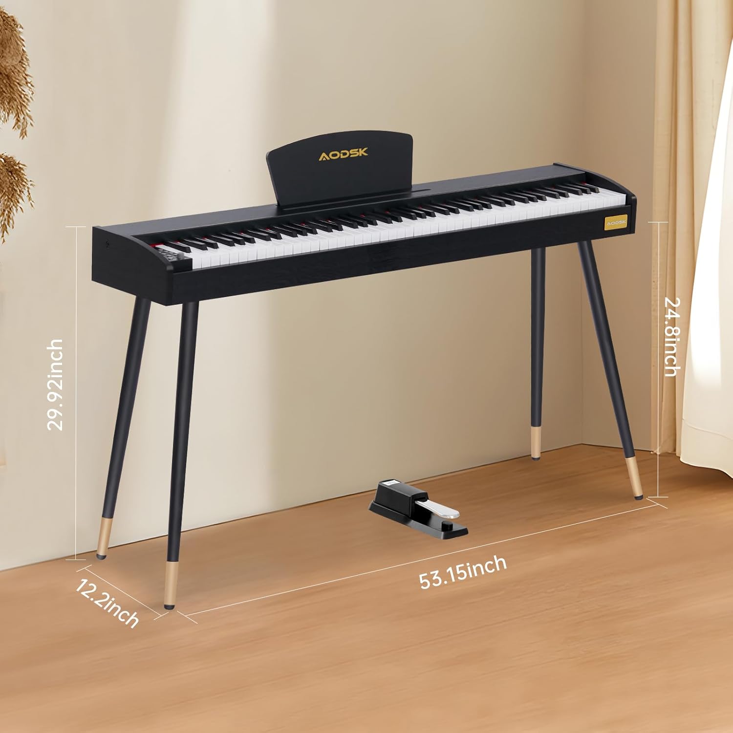 AODSK Beginner Digital Piano 88 Key Keyboard+AODSK Wooden Duet Piano Bench