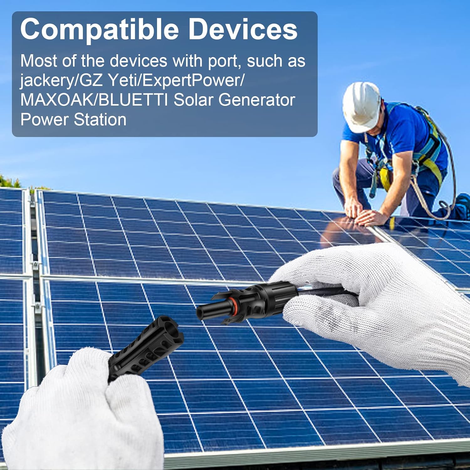 30FT 8AWG Solar Panel Extension Cable with Female & Male Connectors, Solar Cable for Solar Panels, Charge Controllers and Solar Generator (30FT)