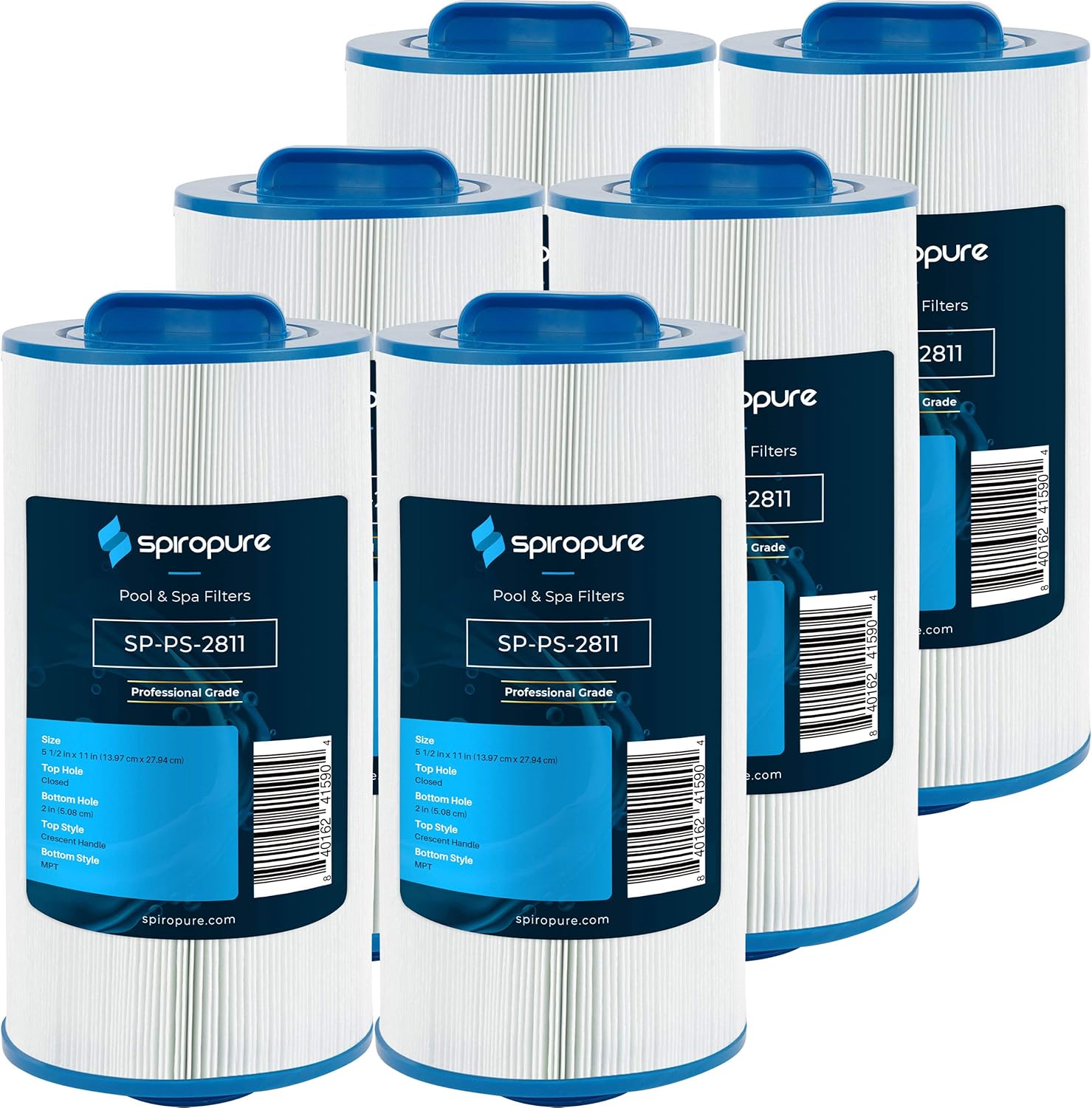 SpiroPure Replacement for Unicel 5CH-402 Filbur FC-2811 Pleatco PJW40SC-F2M Tier1 PAS-1338 Sundance 6540-723 Hot Tub Spa Pool Filter Replacement Cartridge (Case of 6)