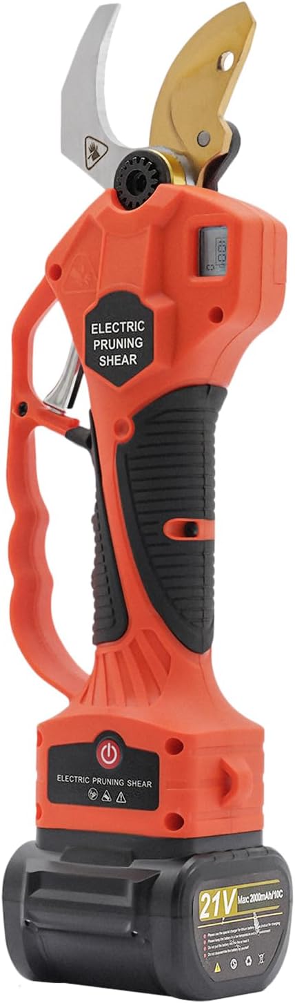 Branch Cutter, Tree Pruner, Gardening Scissors, 2 in1 Cordless Pruning Shears, Electric Pruner with High Reach Extension Pole, Tool Belt, 2 Pack 21V Lithium Battery, Titanium Plated SK5 Blades