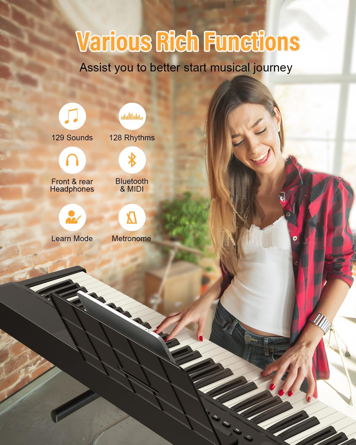 Upgraded Folding Piano Keyboard, 88 Key Full Size Semi Weighted Keyboard Support MIDI and Bluetooth, Portable Foldable Keyboard Piano with Sustain Pedal and Piano Bag, Best Gift for Beginner