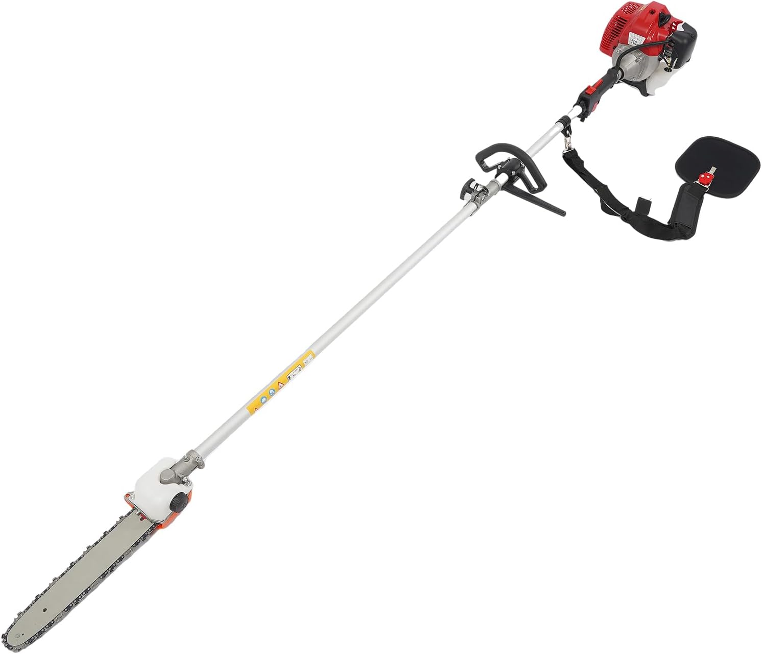 Gas Powered Pole Saw with 12in Cutting Bar & 8-11ft Extendable Long Pole, 43CC 2-Stroke Gasoline Hedge Trimmer Gas Pole Chain Saw for Tree Trimming Branch Pruning