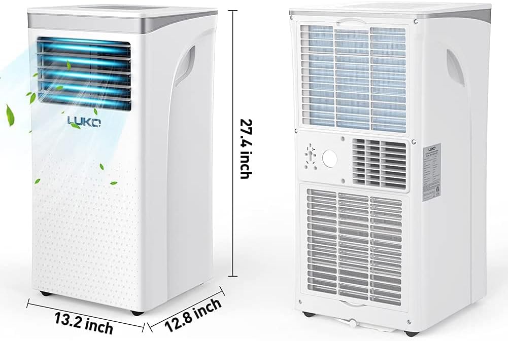 LUKO 3-in-1 Portable Air Conditioner 8,000 BTU,Dehumidifier,Fan for Rooms up to 300 sq ft,AC Unit Portable with Remote Control,Window Kits for Room, Office,Bedroom, White
