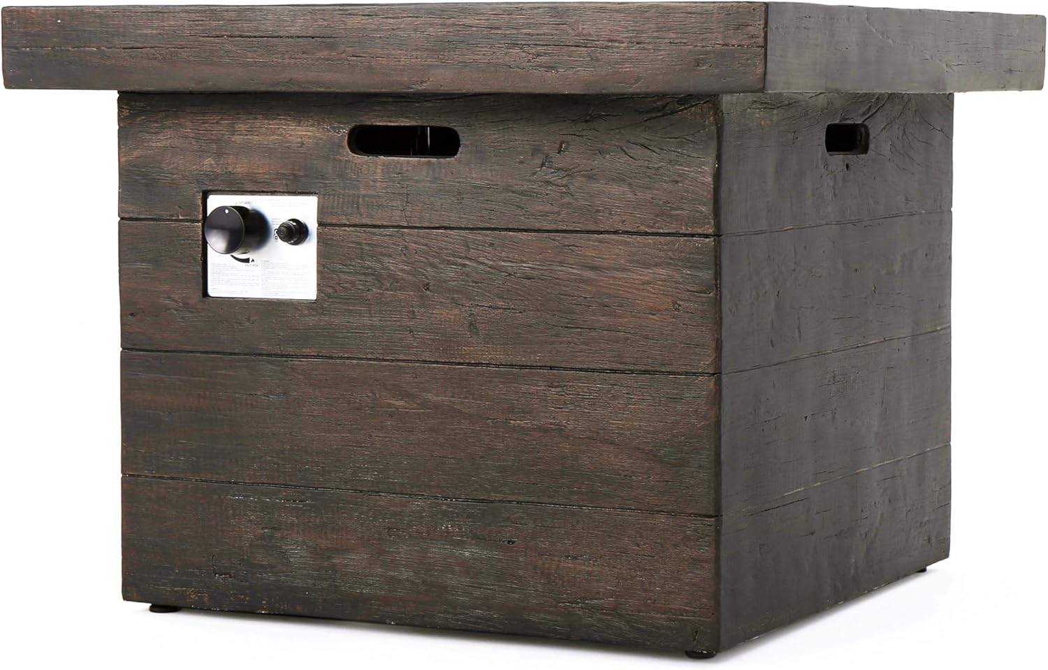 32 Inch Square Propane Fire Pit Table, Wood Pattern Design for Patio Backyard Garden, 40,000 BTU Outdoor MGO Fire Pit in Grey, Gas Fire Pits for Outside Use, Only Table (Not Included Cover & Propane)