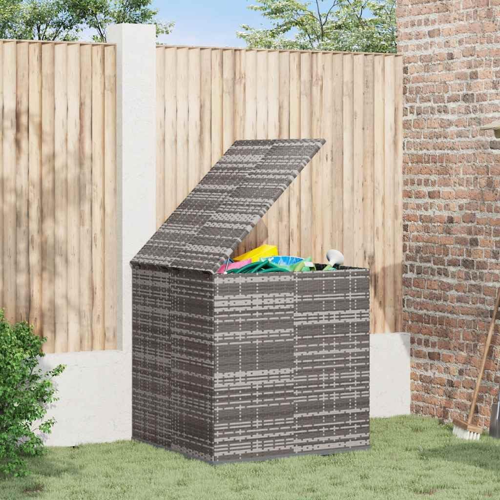 Grey PE Rattan Large Cushion Box for Outdoor Patio Storage, Powder-Coated Steel Frame, Weather-Resistant Garden Deck