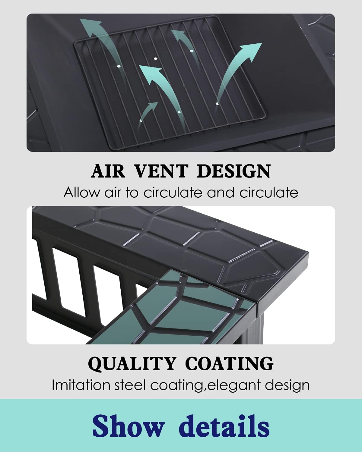 Outdoor Fire Pit 32 inch Square Metal Firepit for Patio Wood Burning Fireplace Garden Stove with Charcoal Rack Mesh Cover for Camping Picnic Bonfire Backyard Outdoor Heating