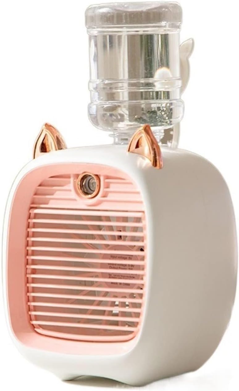 Portable Air Humidifier Fan, Rechargeable Spray Cooling Fan, 1200/2400mAh Battery, 3-Speed Wind, Adjustable Mist for Outdoor & Home Use(Pink)