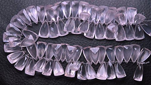 2 match pair, super rare natural rose quartz faceted pyramid shape briolettes calibrated size 15x8mm