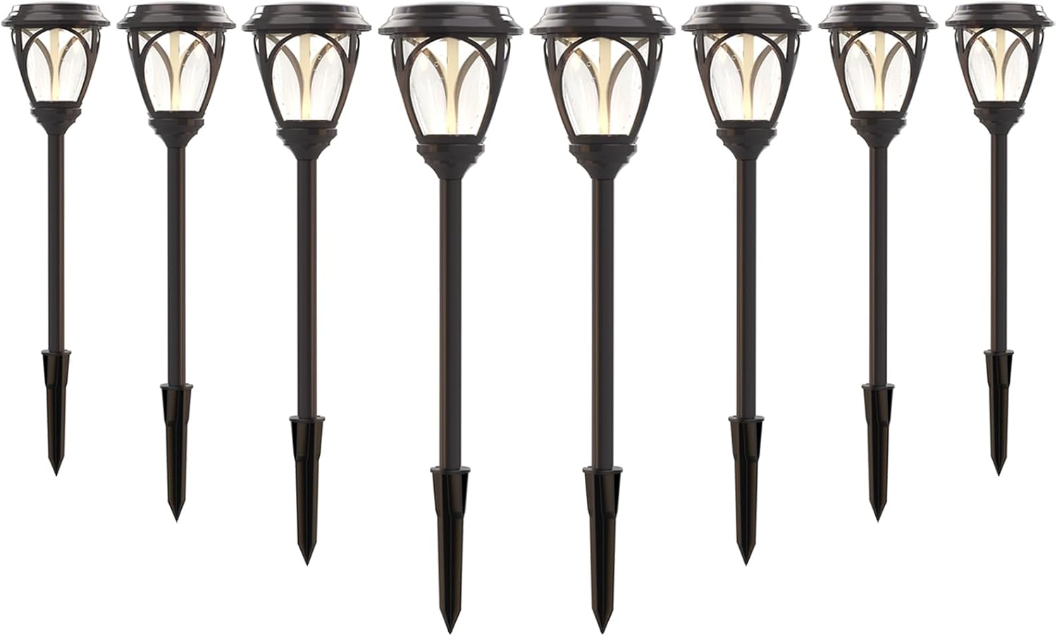 Low Voltage Landscape Lights 0.8W Kristi Collection LED Pathway Lights 12V 8PK Path Lighting Kits 25 Lumen 3000K Warm White Walkway Light with Connectors and Stakes for Outdoor Use