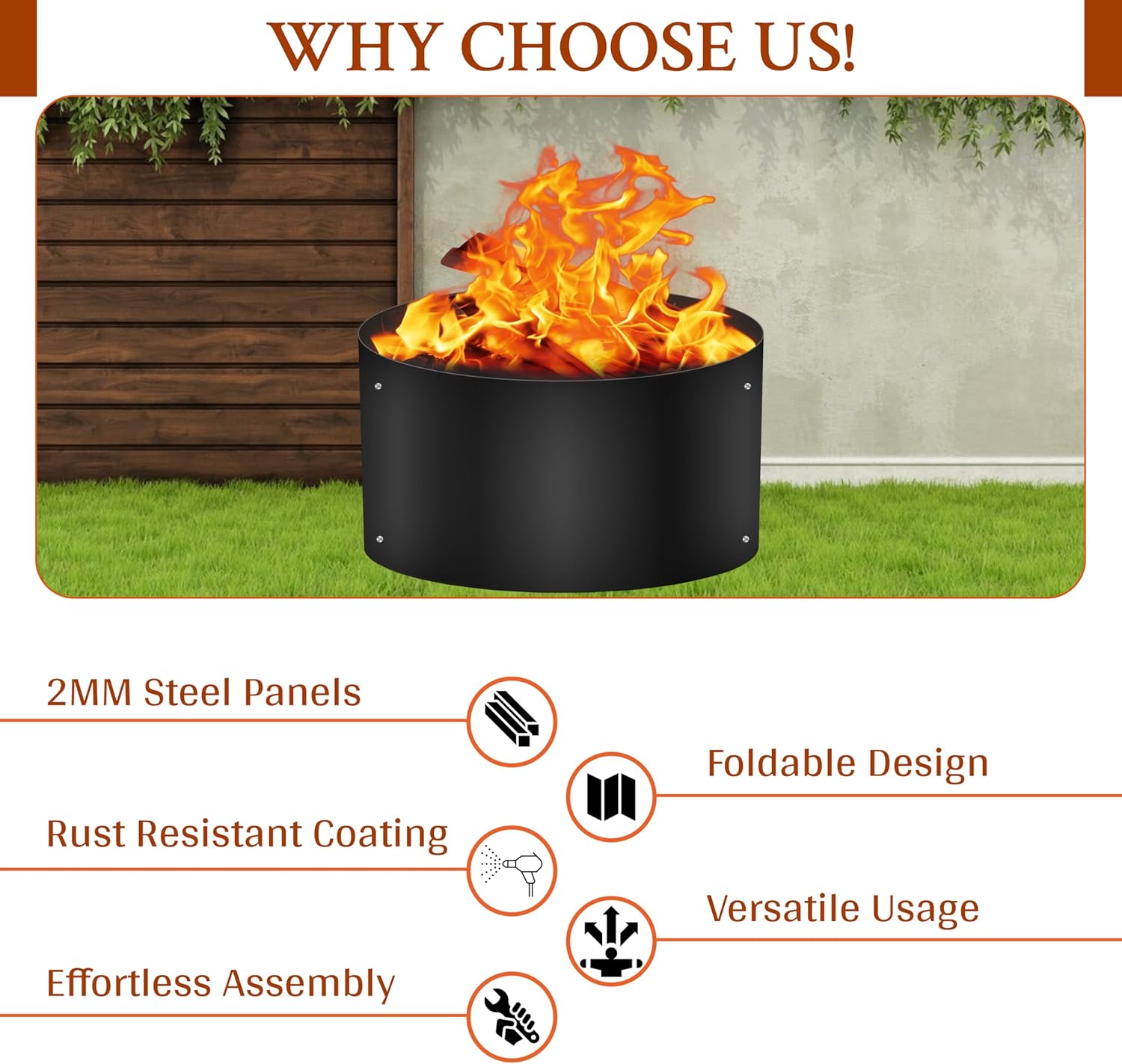 FEBTECH Fire Ring for Outside Fire Pit - 38