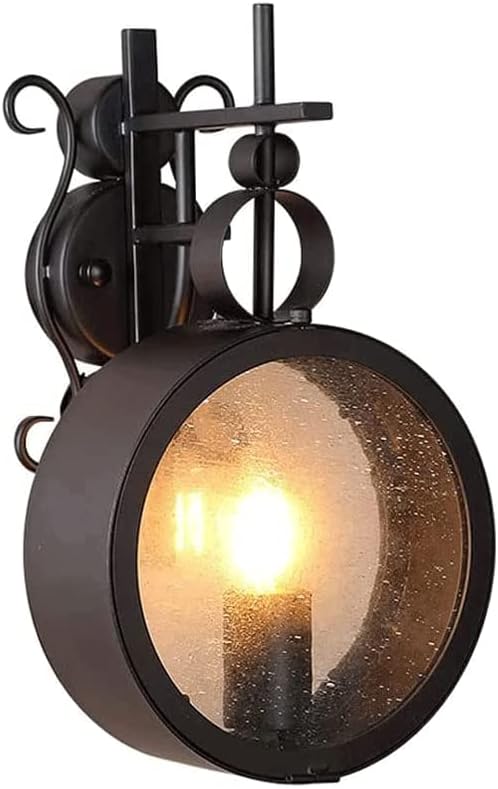 Retro-Style Metal Wall Lamp, Outdoor Waterproof Courtyard Wall Light, Foam Glass Lampshade, Wall-Mounted Lighting Fixtures, Porch Garden Balcony Decoration Wall Sconces