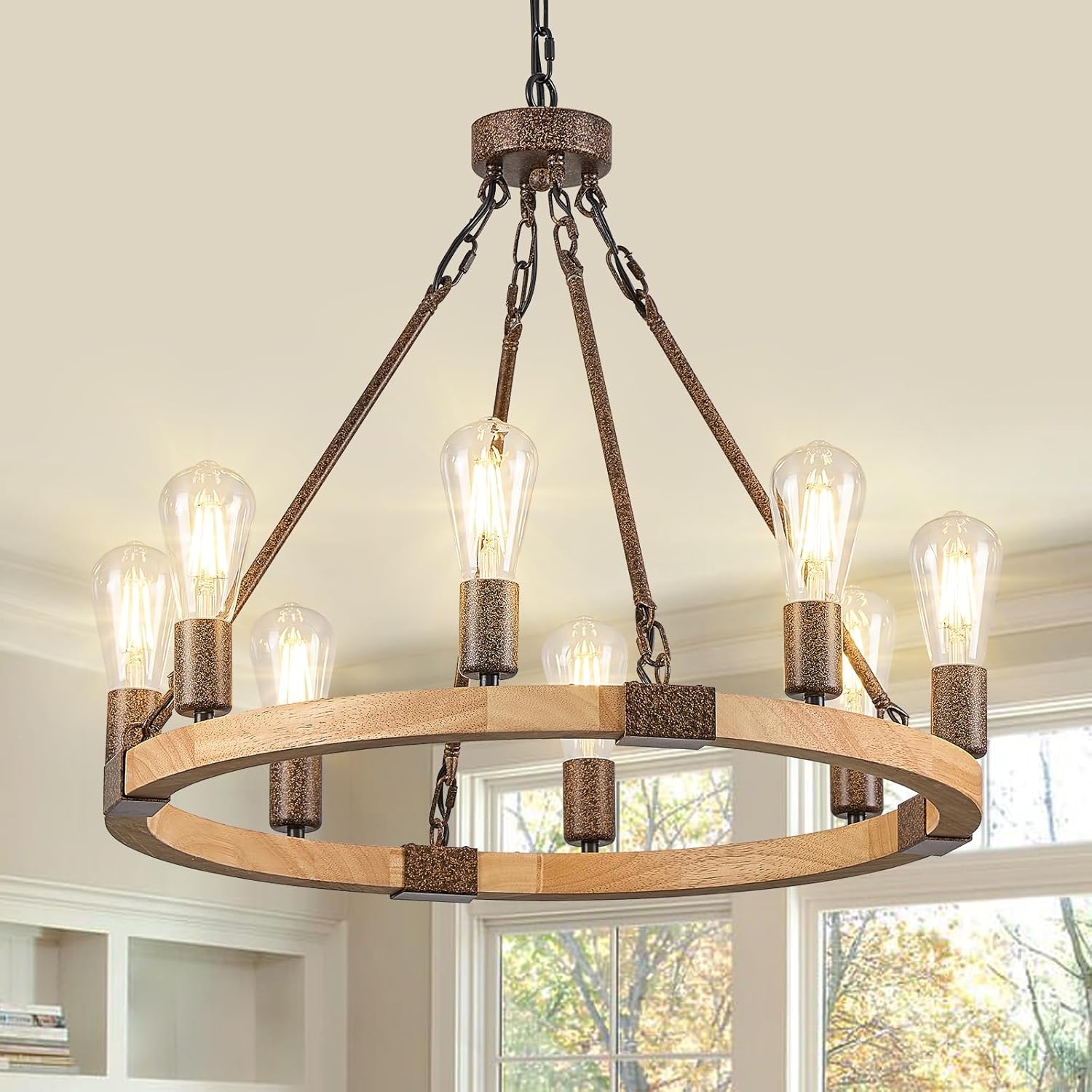 Farmhouse Wagon Wheel Chandelier 23.6