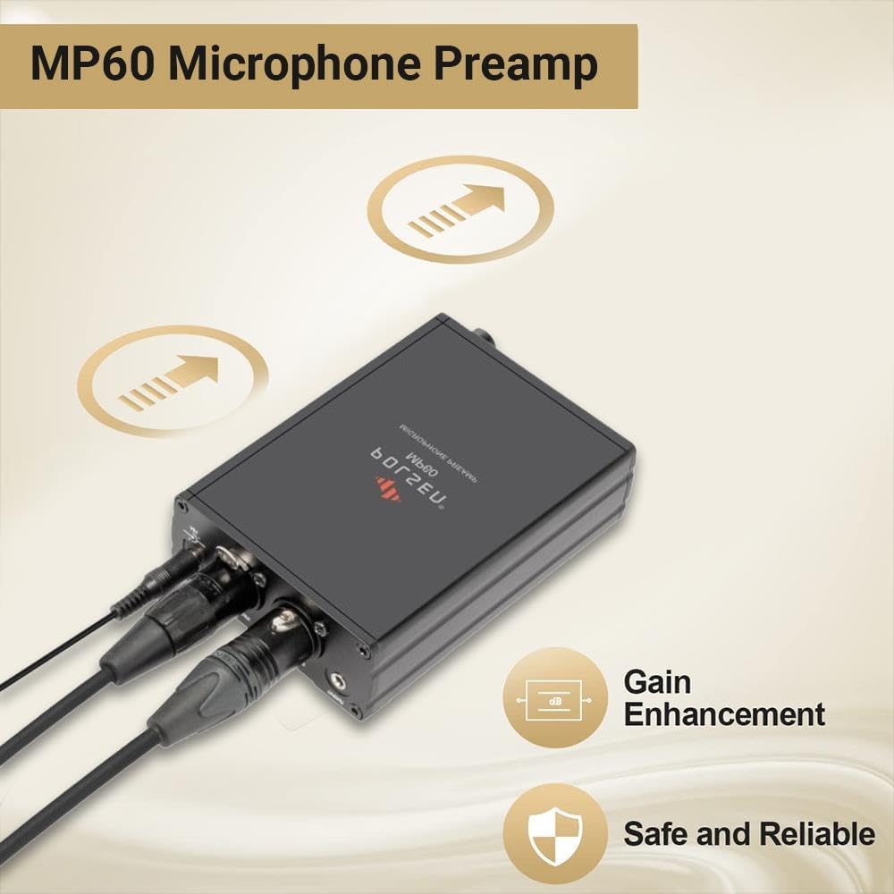 Microphone Preamp – Compatible with Shure, Dynamic Mics, Pre Amp for Microphones, and XLR Preamp for Studio and Podcasting