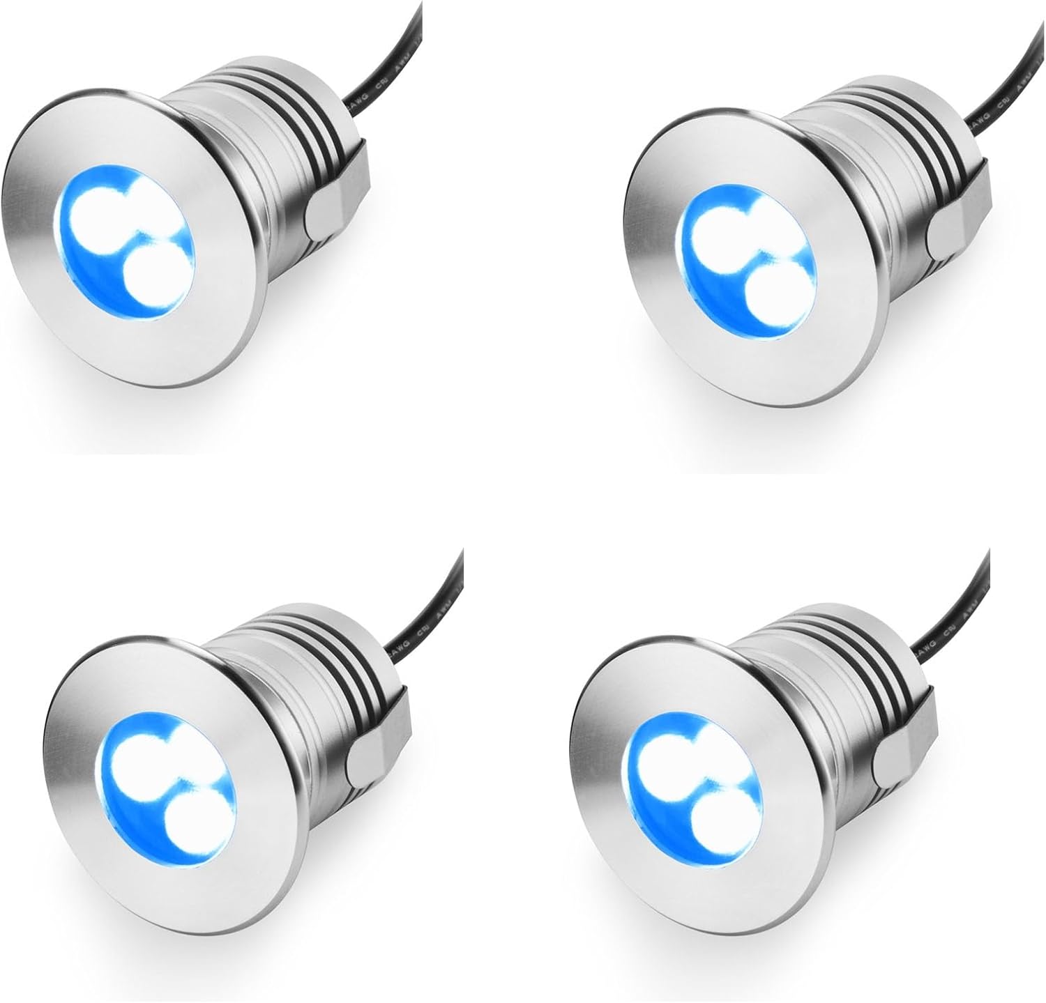 Mini Submersible LED Lights - 3W Underwater Pool Lights, 12V-24V DC IP68 Waterproof Light, LED Fountain Light, for Inground Swimming Pools Ponds Fountains Steps Lamp(Blue,4PCS)