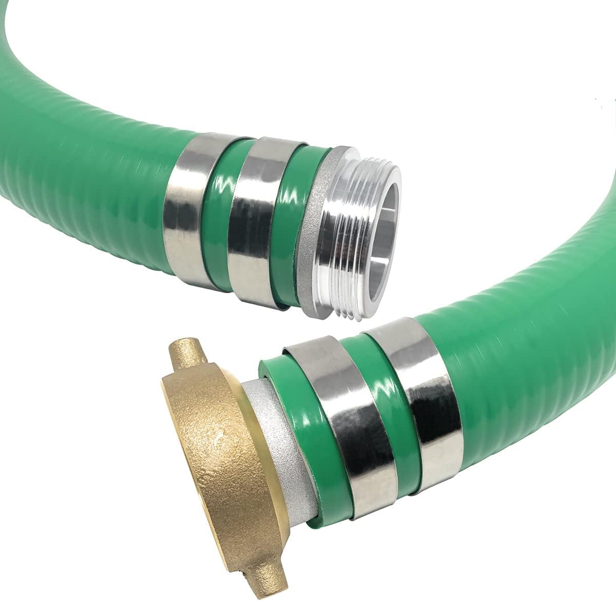 Gloxco Heavy Duty Green PVC Suction Hose Assembly for Water Transfer, 1-1/2