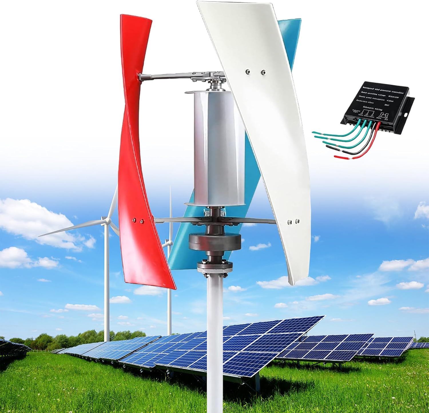 12000W Wind Turbine Kit for Home & Marine - Portable 3-Blade Generator with Charge Controller, Perfect for RVs, Boats, and Industrial Use, Efficient Renewable Energy Solution