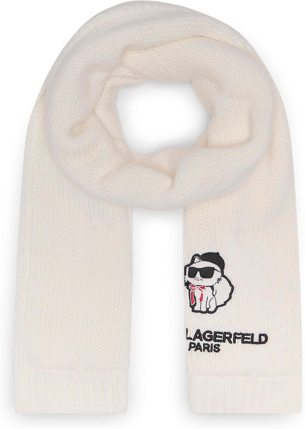 KARL LAGERFELD womens Sassy Choupette Teddy Bear Sherpa Lined Scarf