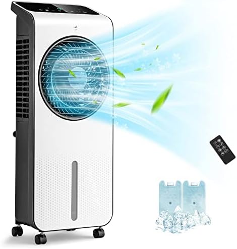 PETSITE Evaporative Air Cooler, 3 In 1 Portable Air Conditioner with Remote Control, 24 Speeds, 12 H Timer, 2 Ice Boxes, Swamp Cooler for Home, Bedroom and Office